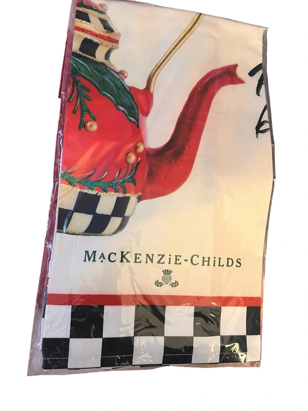 MacKenzie-Childs NWT in original packaging, holiday Put On The Kettle Dish Towel